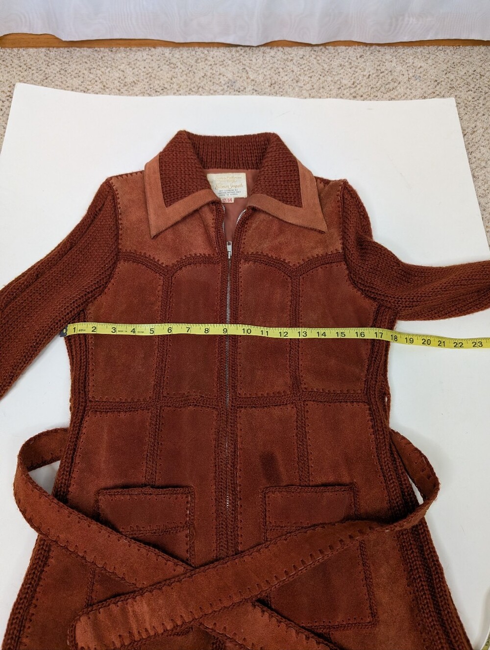 Exclusive Imports Vintage 1970s Leather Suede Knit Sweater Jacket - Size Medium - Picture 7 of 8